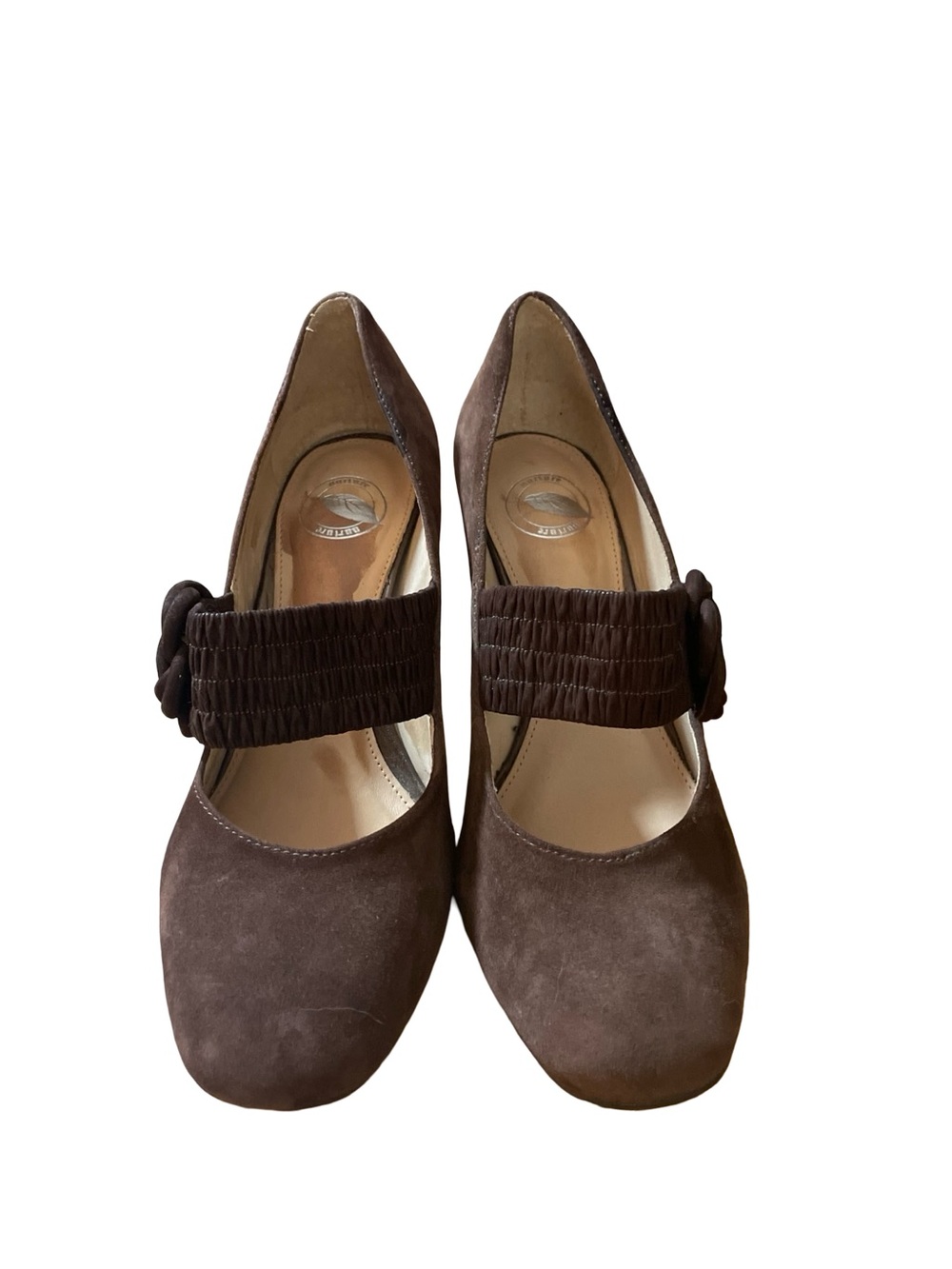 Nurture Madge dark brown suede leather Mary Jane pumps slip on block heel shoe 6 - Picture 4 of 16